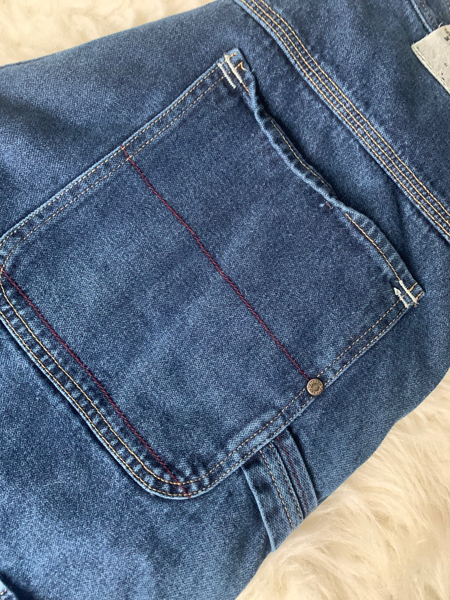 Y2K Schott Bros NYC Men's Denim Jeans Stiched Logo Streetwear Baggy Size: 34