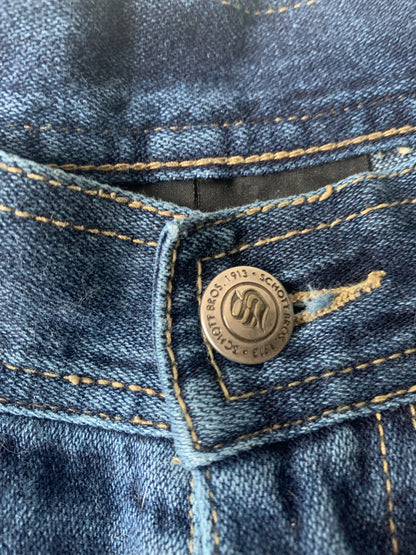 Y2K Schott Bros NYC Men's Denim Jeans Stiched Logo Streetwear Baggy Size: 34