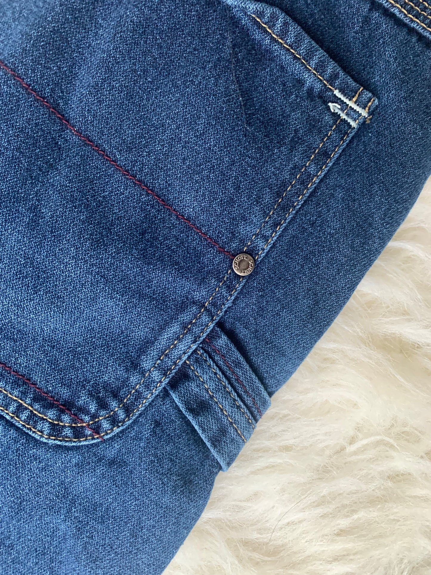 Y2K Schott Bros NYC Men's Denim Jeans Stiched Logo Streetwear Baggy Size: 34