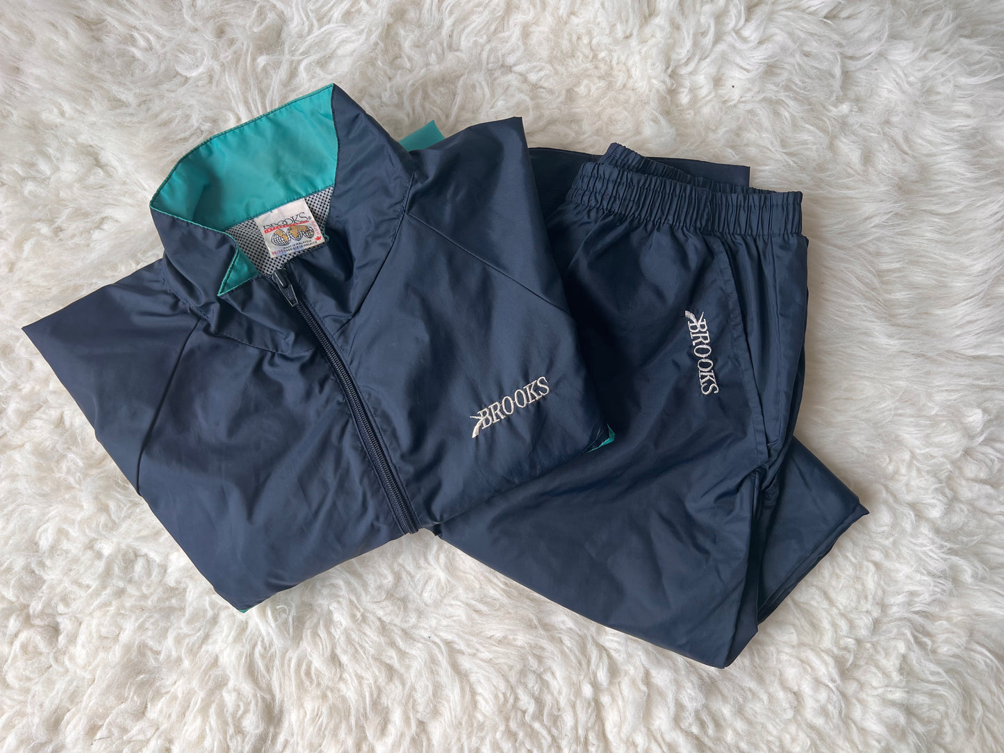 VTG Brooks Men’s Windbreaker Jacket & Track Pants Set Size: M