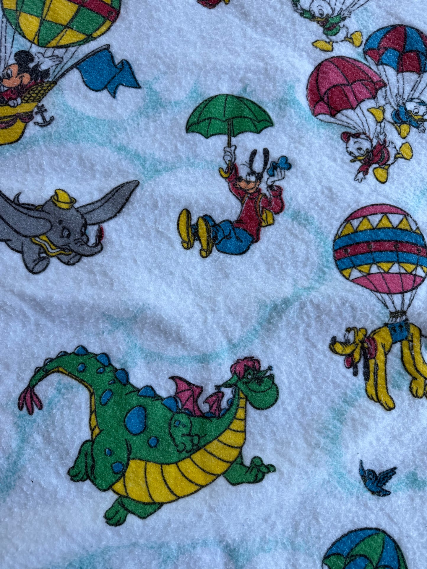 VTG ‘80s Disney Esmond Fancy Flyers Hot Air Balloon Fleece Blanket Size: TWIN