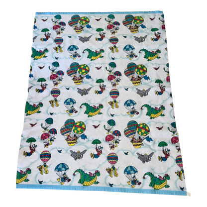 VTG ‘80s Disney Esmond Fancy Flyers Hot Air Balloon Fleece Blanket Size: TWIN