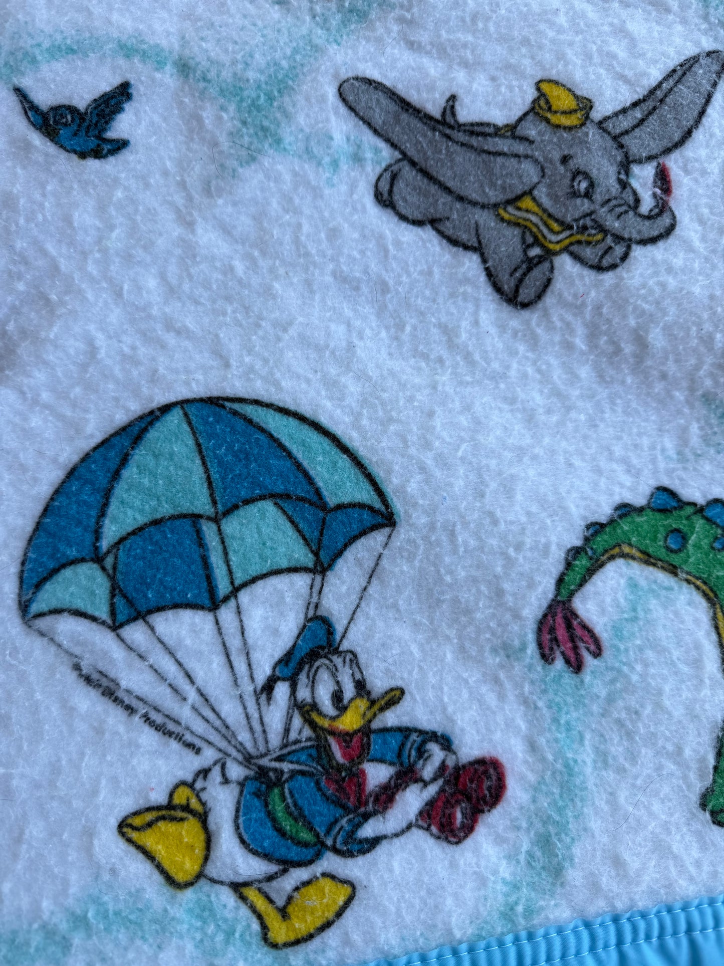VTG ‘80s Disney Esmond Fancy Flyers Hot Air Balloon Fleece Blanket Size: TWIN