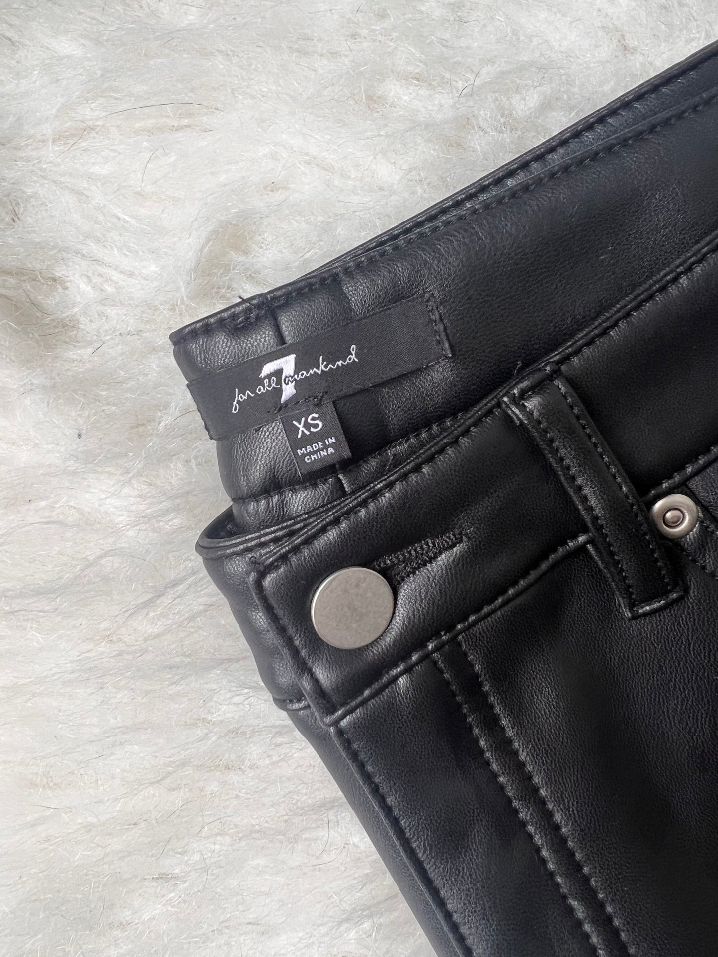 7 for All Mankind Black Faux Leather High Rise Stretch Pants Size: XS