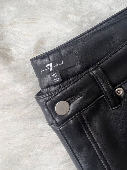 7 for All Mankind Black Faux Leather High Rise Stretch Pants Size: XS