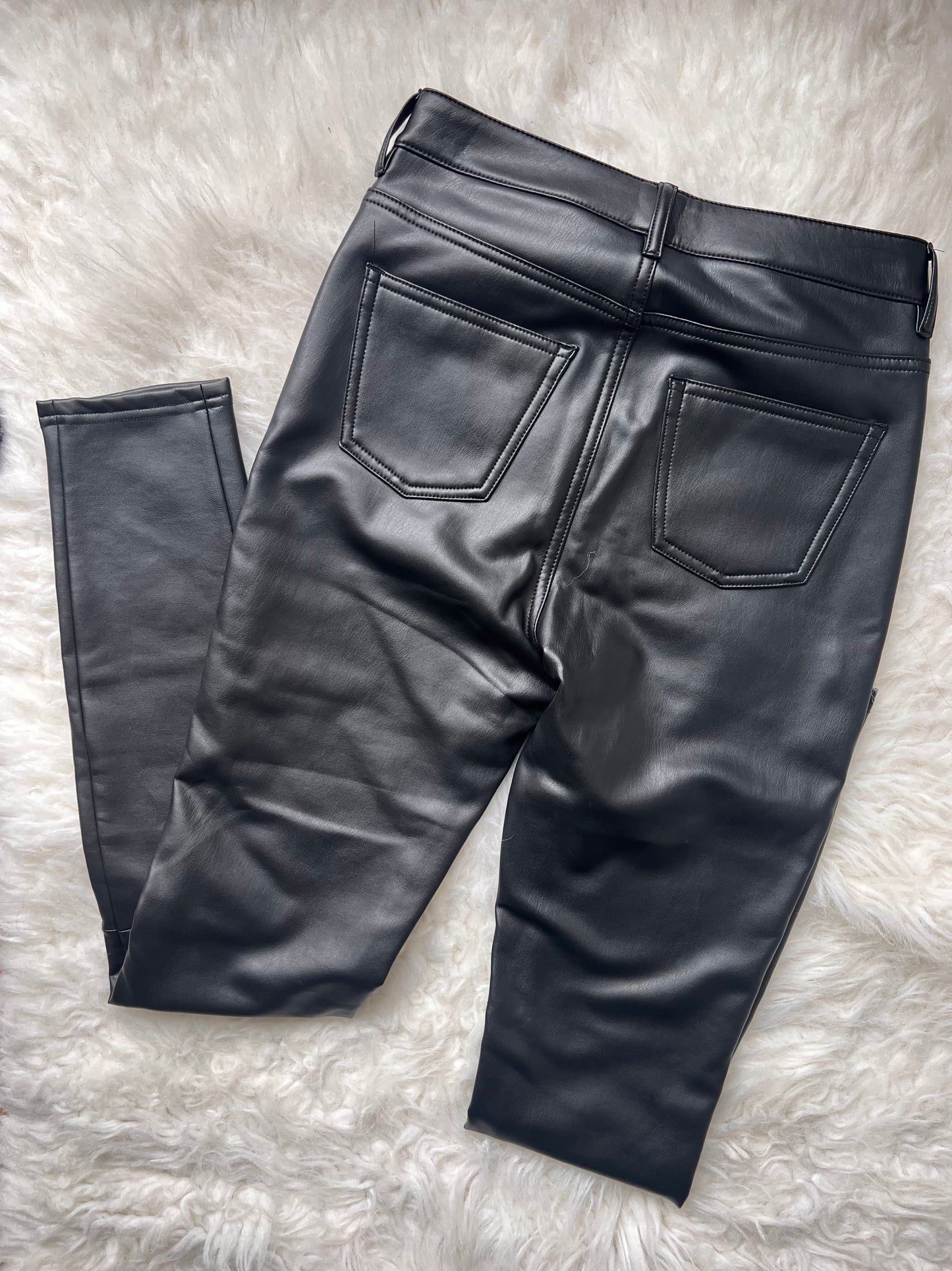 7 for All Mankind Black Faux Leather High Rise Stretch Pants Size: XS