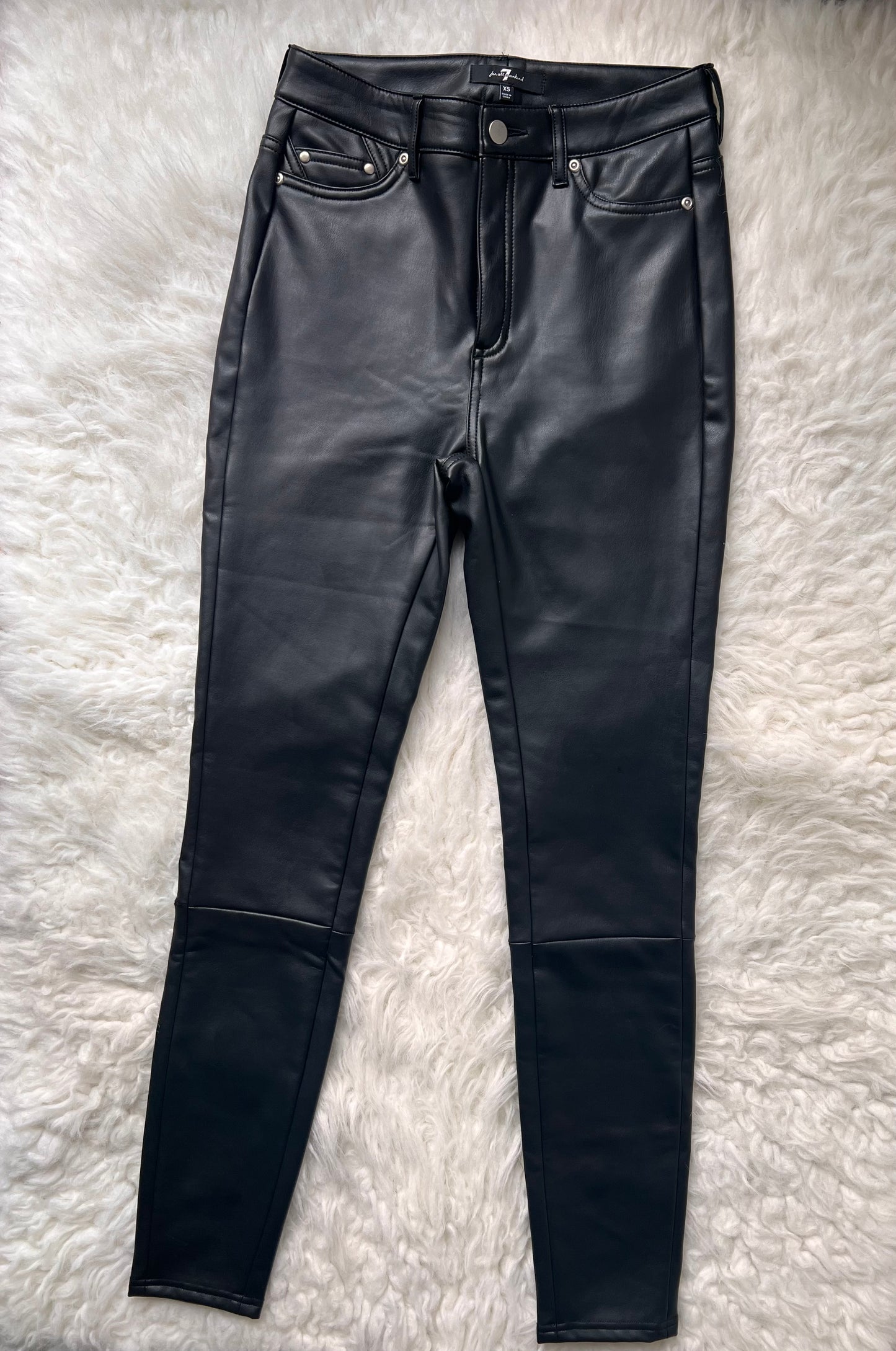 7 for All Mankind Black Faux Leather High Rise Stretch Pants Size: XS