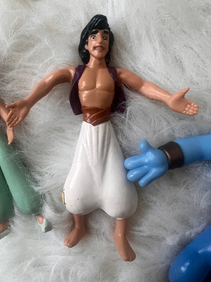 VTG Disney Aladdin + Jasmine + Genie PAX Bendable PVC Poseable Action Figures