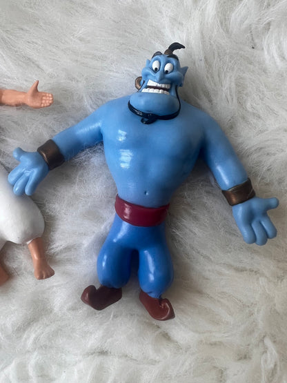 VTG Disney Aladdin + Jasmine + Genie PAX Bendable PVC Poseable Action Figures