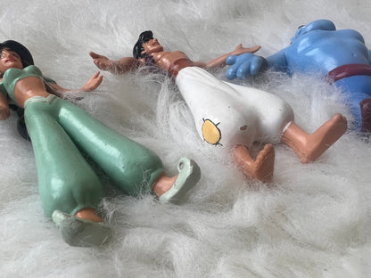 VTG Disney Aladdin + Jasmine + Genie PAX Bendable PVC Poseable Action Figures