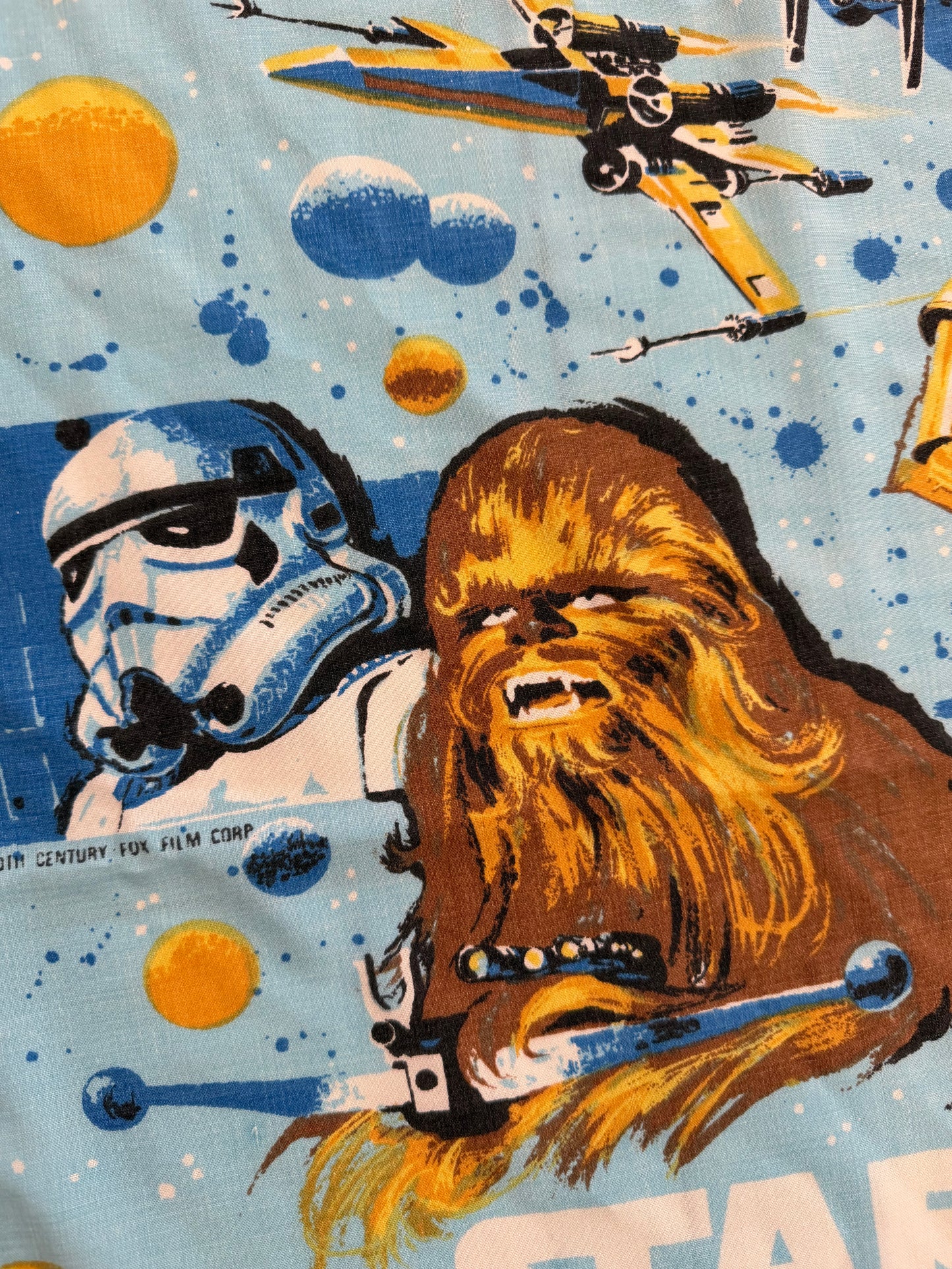 VTG 1977 Star Wars Original Trilogy Vader Luke Retro Flat Sheet Size: TWIN