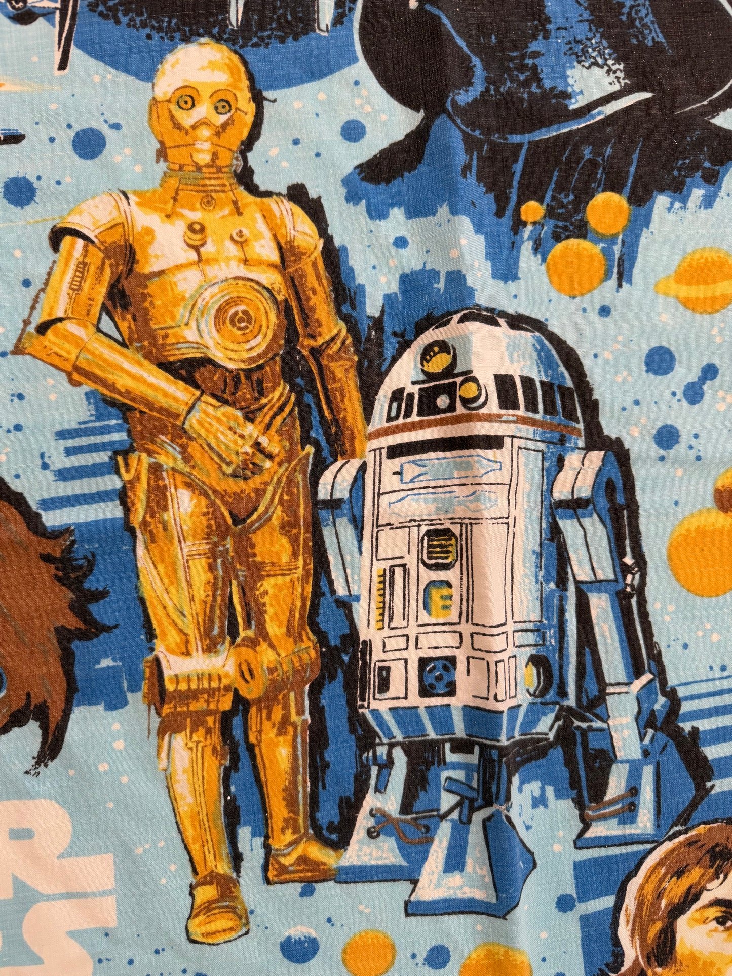 VTG 1977 Star Wars Original Trilogy Vader Luke Retro Flat Sheet Size: TWIN