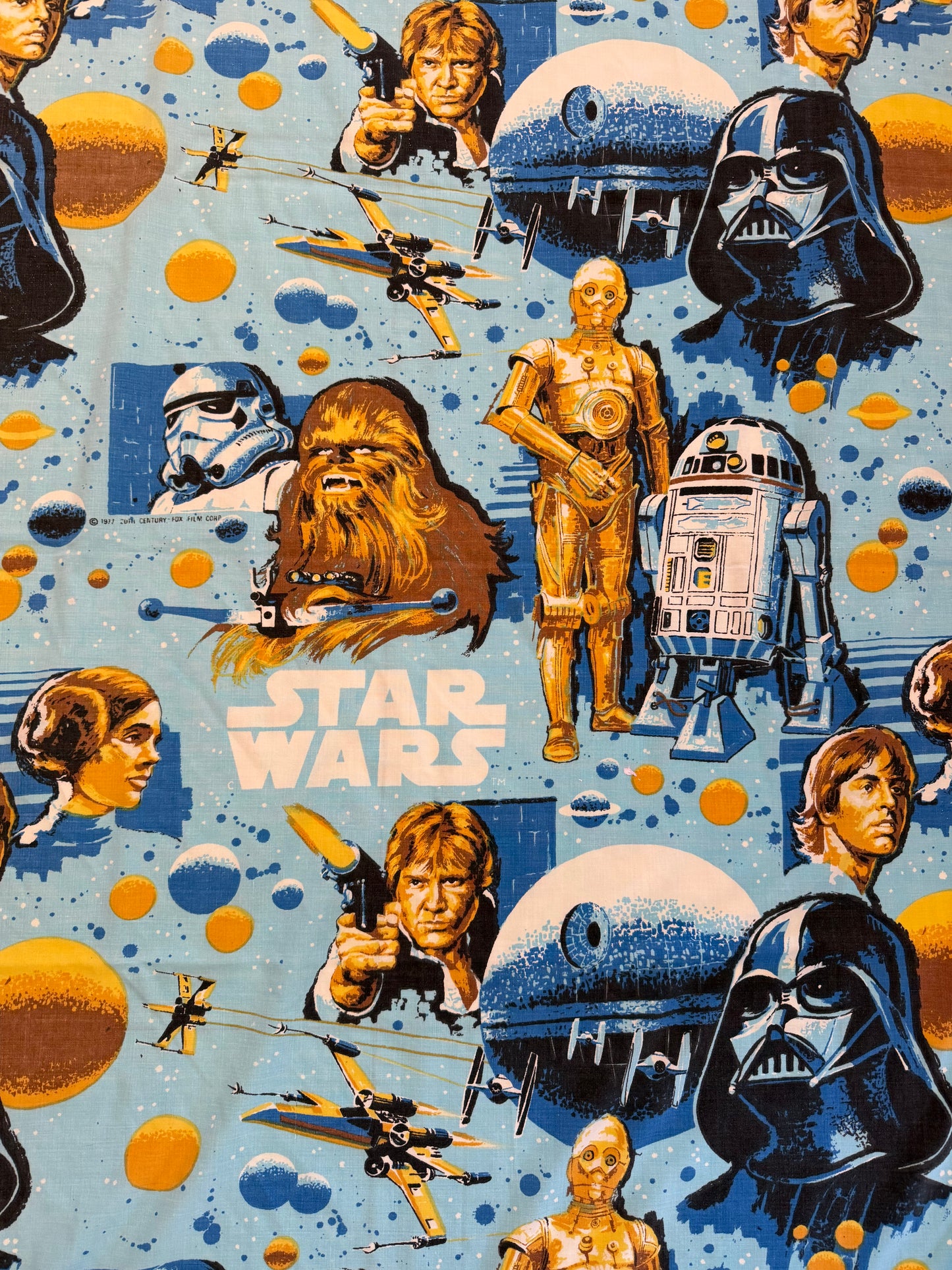 VTG 1977 Star Wars Original Trilogy Vader Luke Retro Flat Sheet Size: TWIN