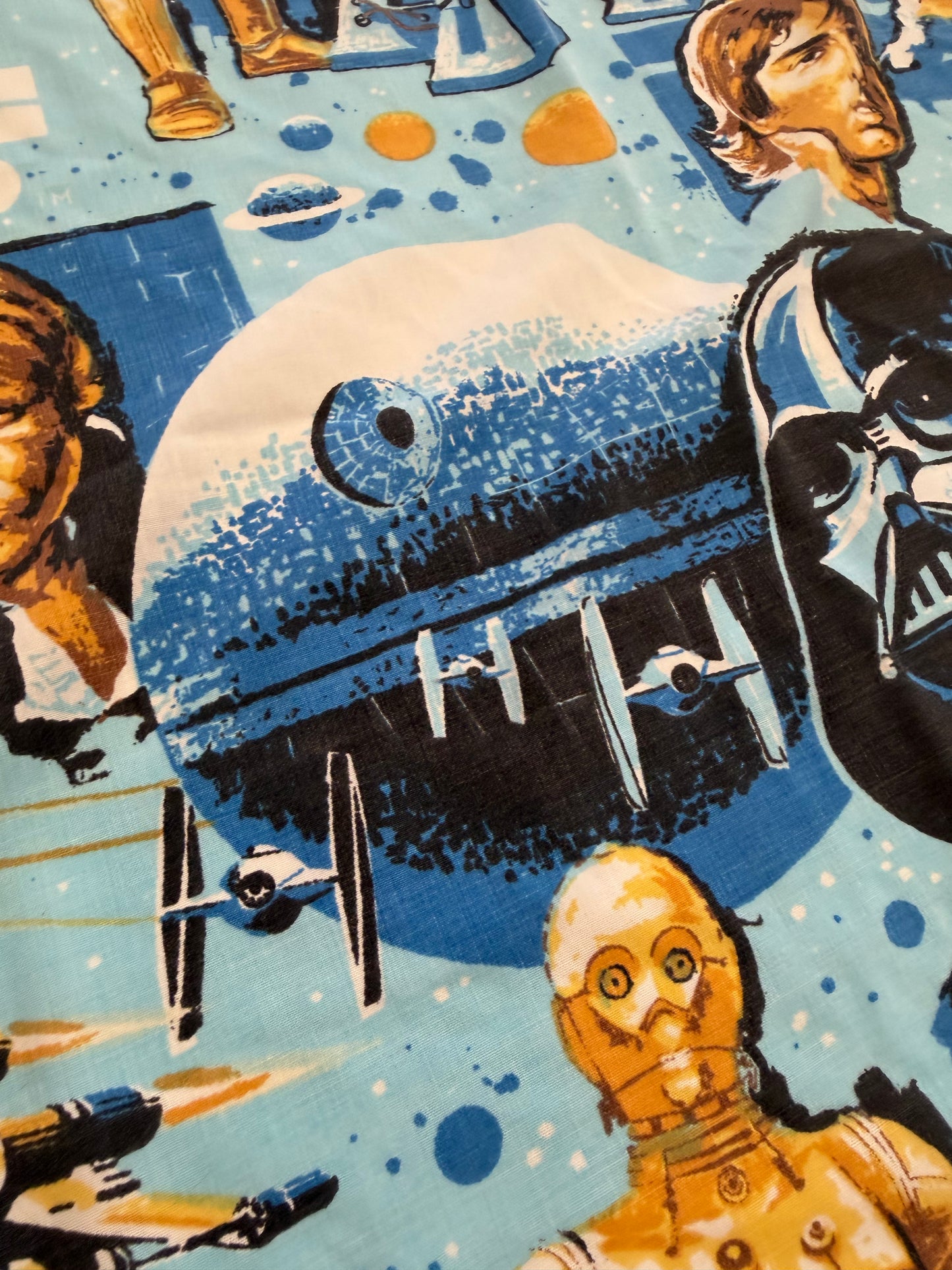 VTG 1977 Star Wars Original Trilogy Vader Luke Retro Flat Sheet Size: TWIN