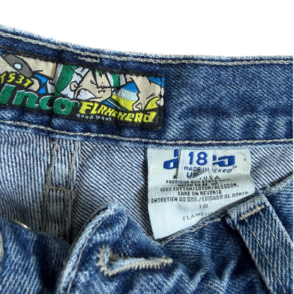 VTG Y2K ‘90s JNCO Flamehead Blue Denim Skater Jeans Youth Size: 18