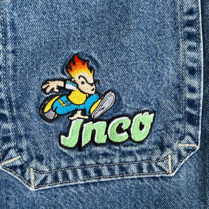 VTG Y2K ‘90s JNCO Flamehead Blue Denim Skater Jeans Youth Size: 18