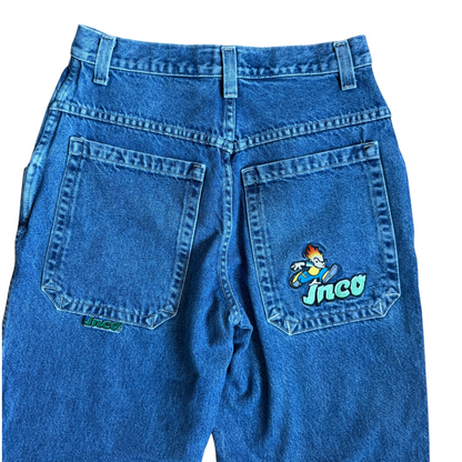 VTG Y2K ‘90s JNCO Flamehead Blue Denim Skater Jeans Youth Size: 18