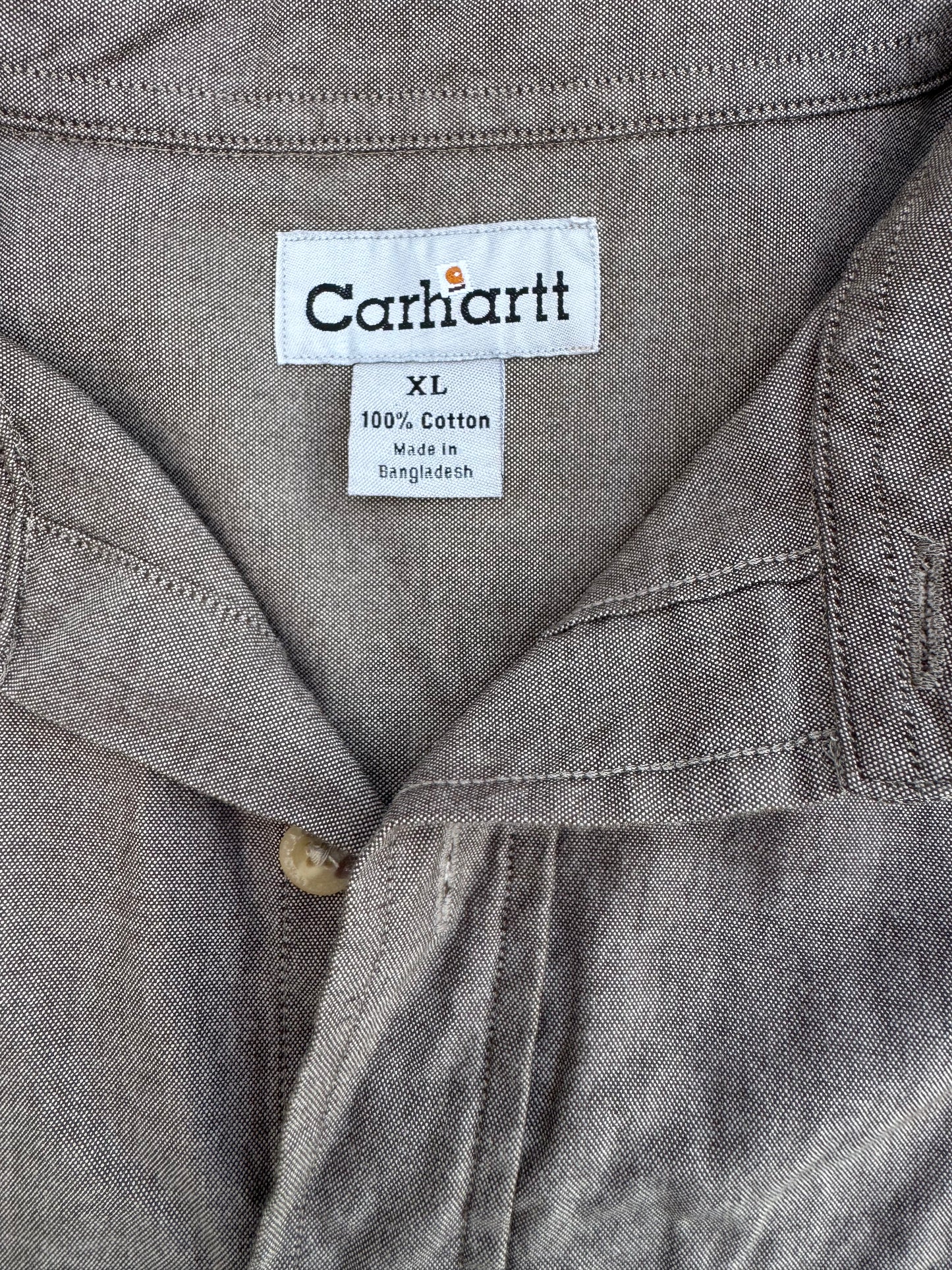 Carhartt Casual Button-Up Shirt Moss Chambray Short Sleeve Size: XL