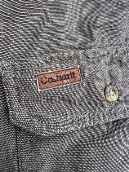 Carhartt Casual Button-Up Shirt Moss Chambray Short Sleeve Size: XL