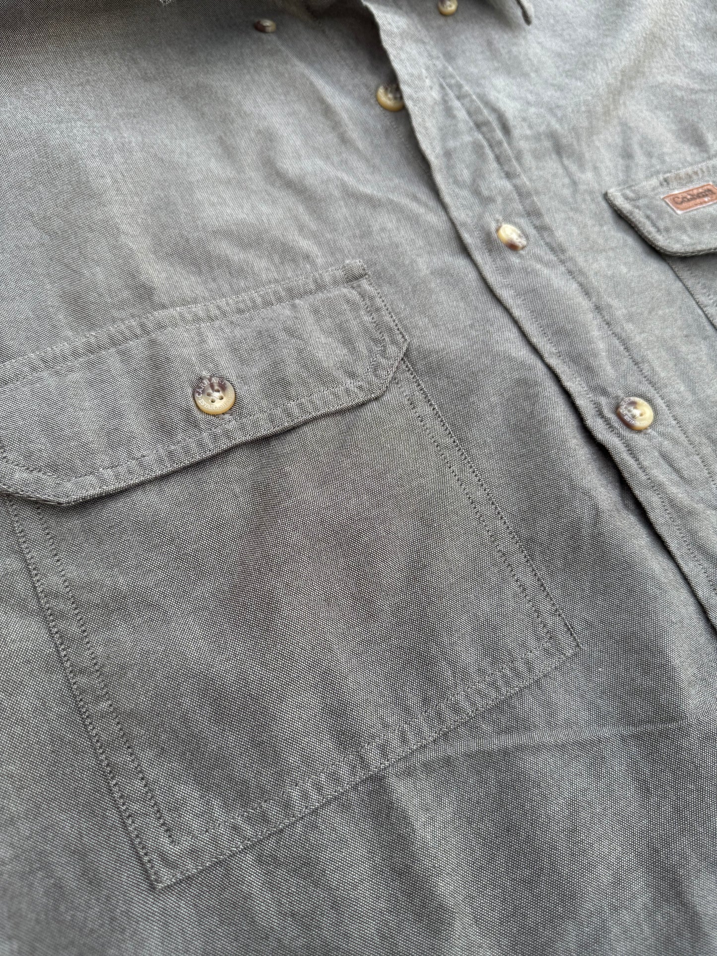 Carhartt Casual Button-Up Shirt Moss Chambray Short Sleeve Size: XL