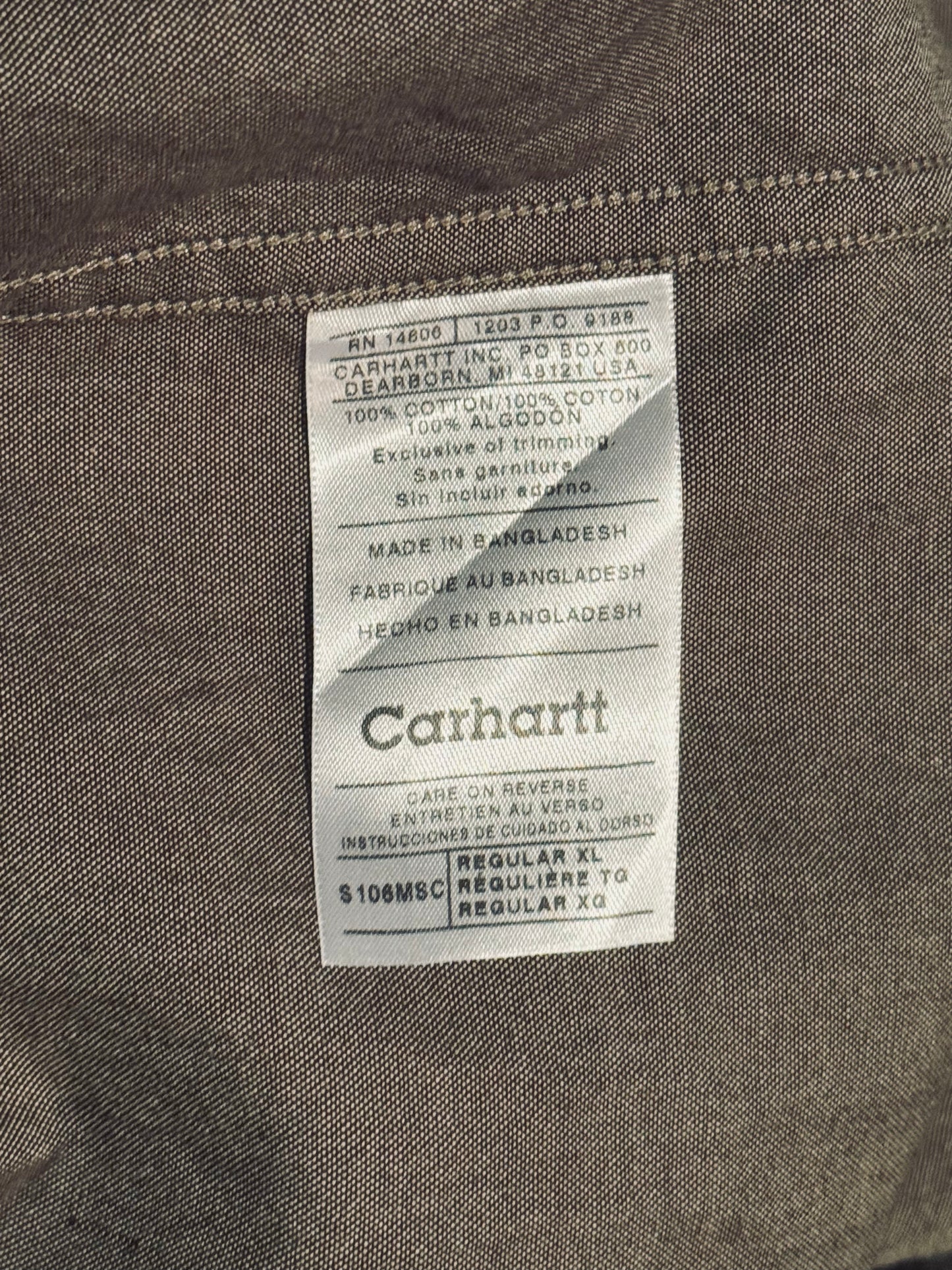 Carhartt Casual Button-Up Shirt Moss Chambray Short Sleeve Size: XL