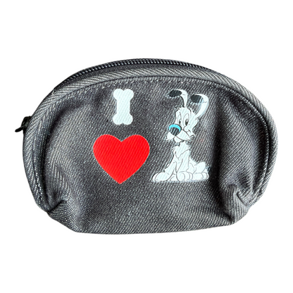 2009 Parc Asterix Dogmatix Idefix Denim Zip Coin Purse Pouch