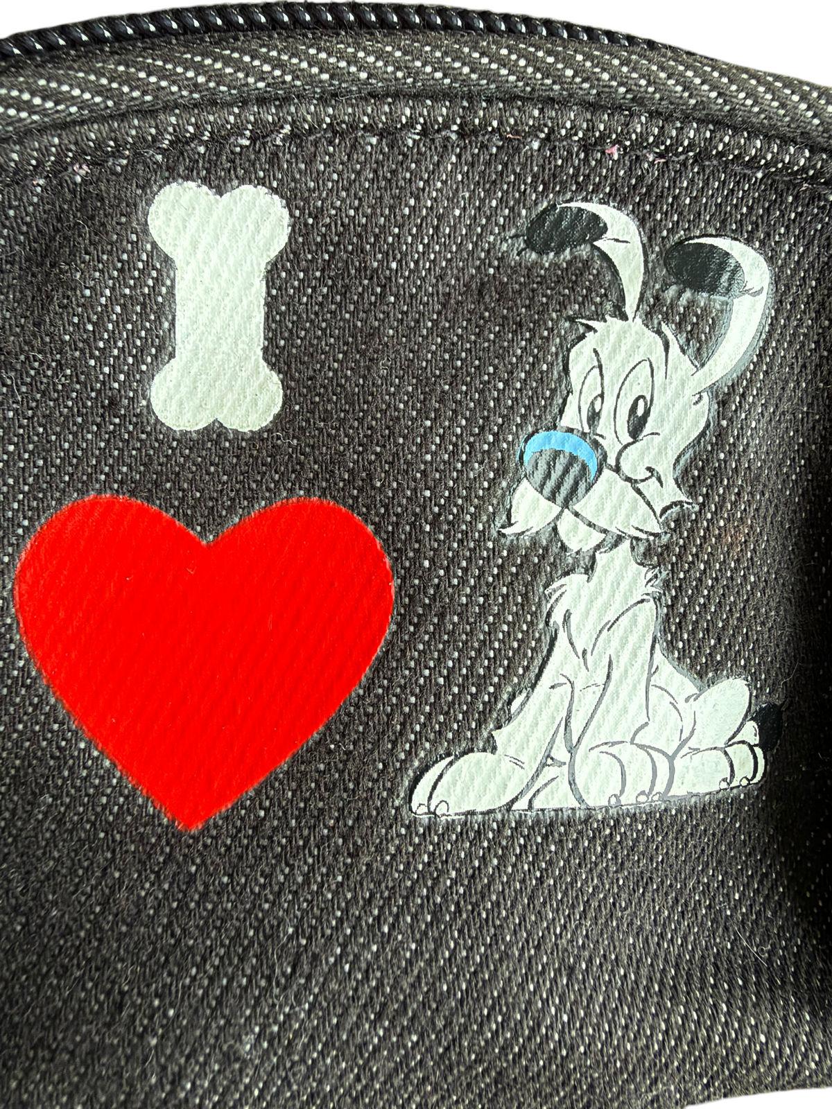 2009 Parc Asterix Dogmatix Idefix Denim Zip Coin Purse Pouch