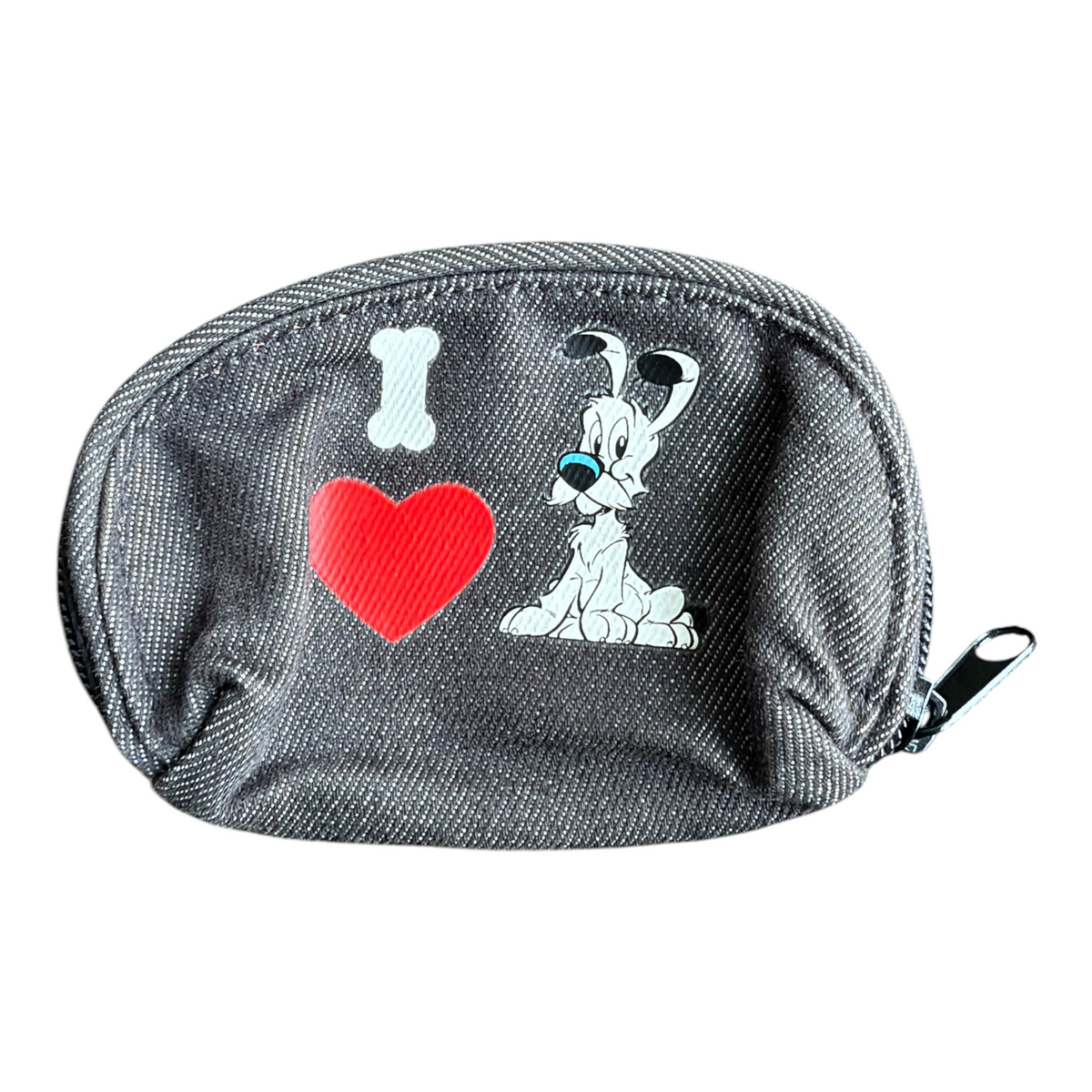 2009 Parc Asterix Dogmatix Idefix Denim Zip Coin Purse Pouch