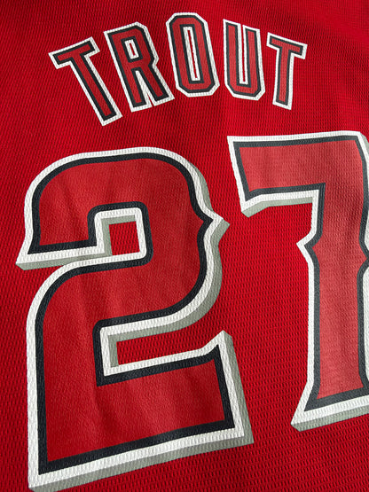Los Angeles Angels Mike Trout #27 Majestic Youth Red Jersey Size: XL (18/20)