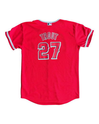 Los Angeles Angels Mike Trout #27 Majestic Youth Red Jersey Size: XL (18/20)