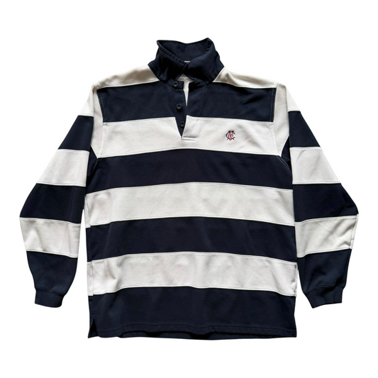 VTG Melbourne Cricket Club MCC Rugby Shirt LS Navy White Striped Size: XL