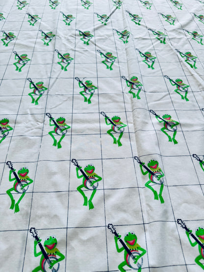 VTG 1980 The Muppets Kermit the Frog Playing Banjo Flat Sheet Size: TWIN