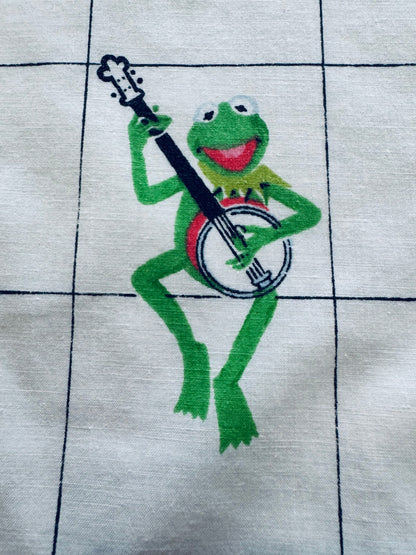 VTG 1980 The Muppets Kermit the Frog Playing Banjo Flat Sheet Size: TWIN