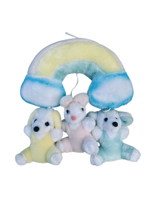 VTG 1984 Jolly Jumper Pastel Rainbow Animal Mobile Crib Hanger