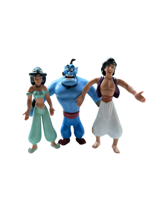 VTG Disney Aladdin + Jasmine + Genie PAX Bendable PVC Poseable Action Figures