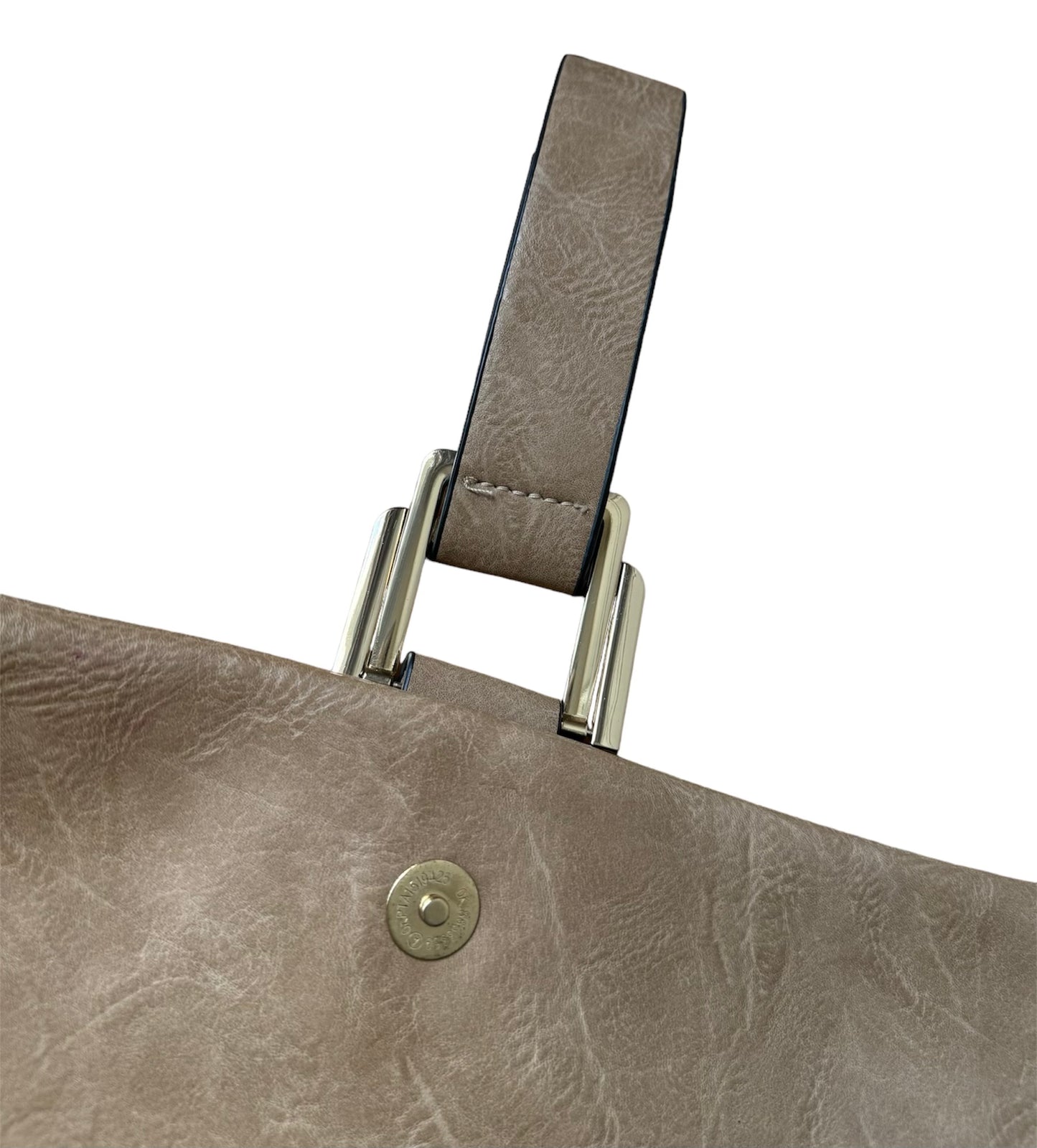 Tan Fashion Gold Buckle Backpack Purse