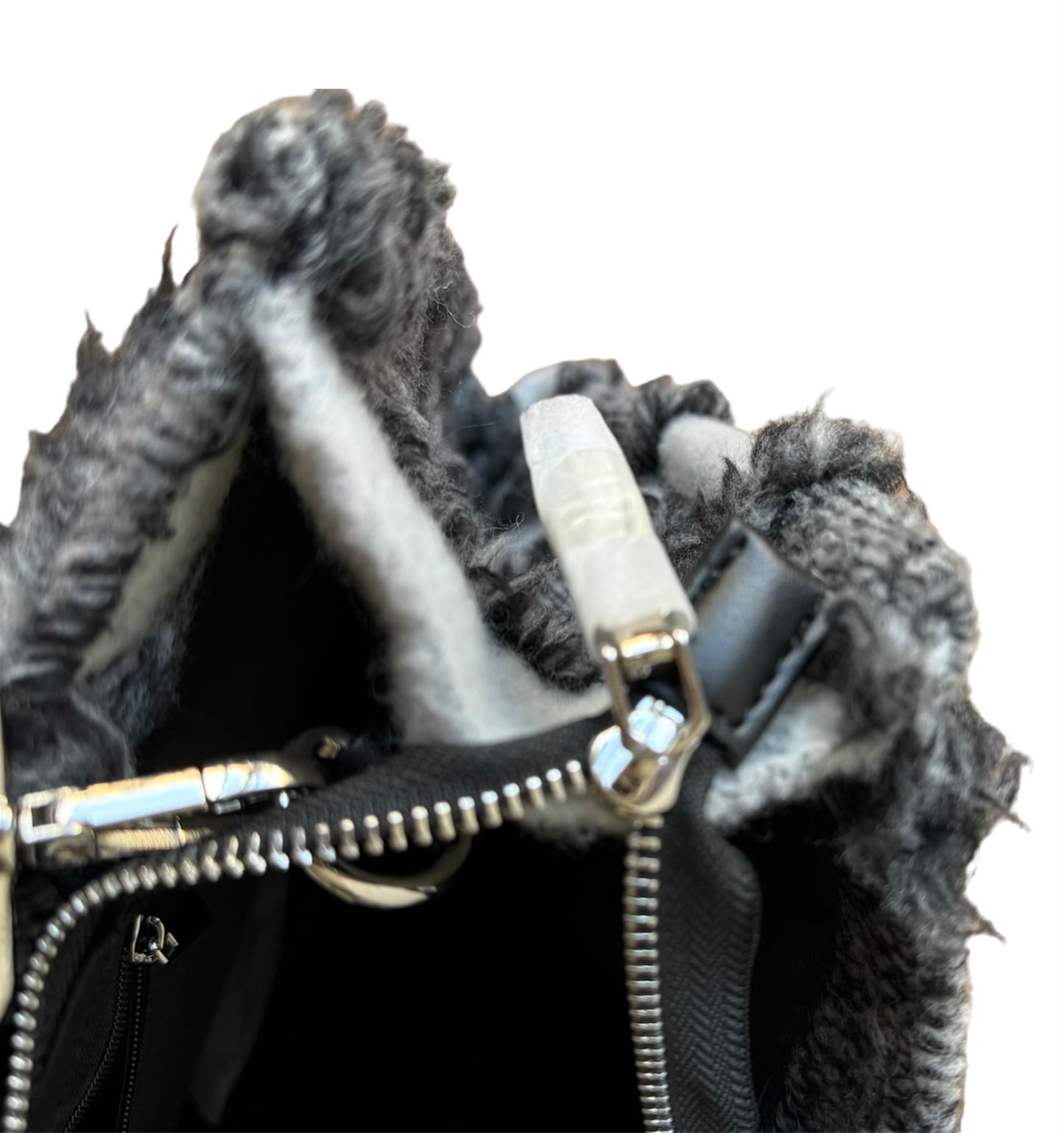 Alex•Max Europe Faux Fur Patchwork Crossbody Tote Purse Bag