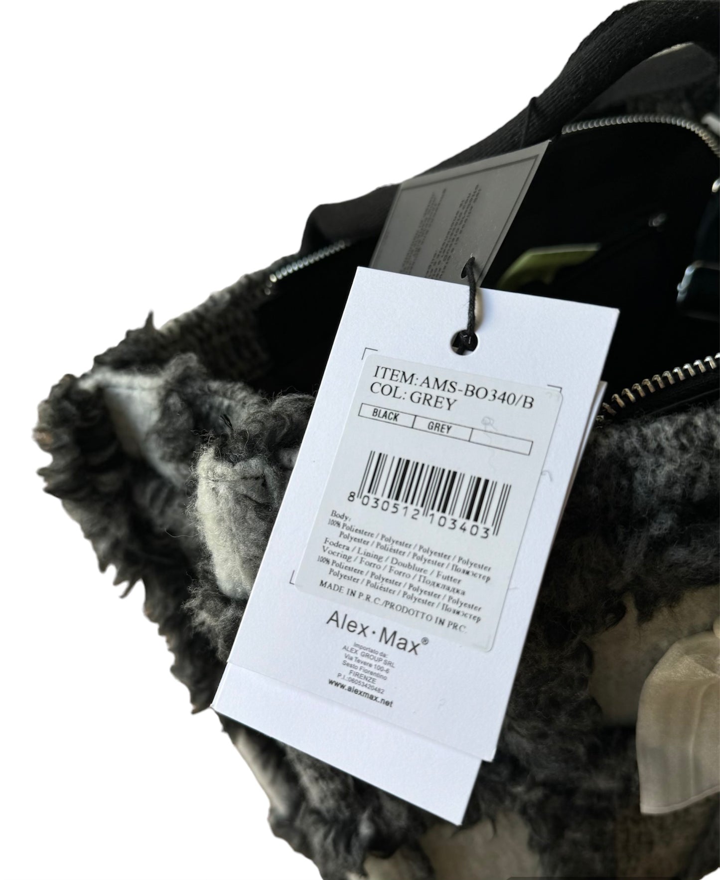 Alex•Max Europe Faux Fur Patchwork Crossbody Tote Purse Bag