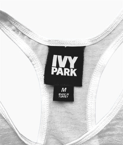 Ivy Park Women's White Stripe Racerback Tank Top Size: M