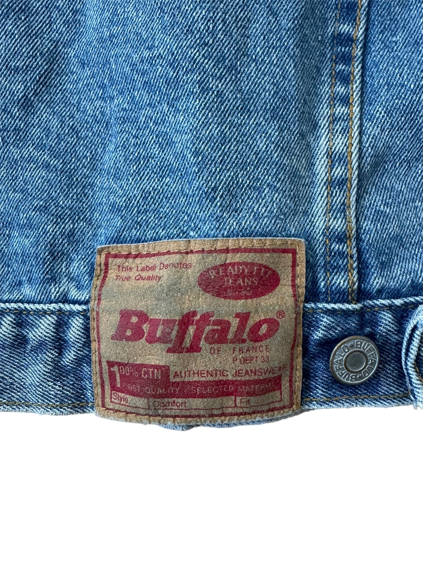 VTG Buffalo Jean Jacket 100% Cotton Rare Embroidery “YOP” Size: M