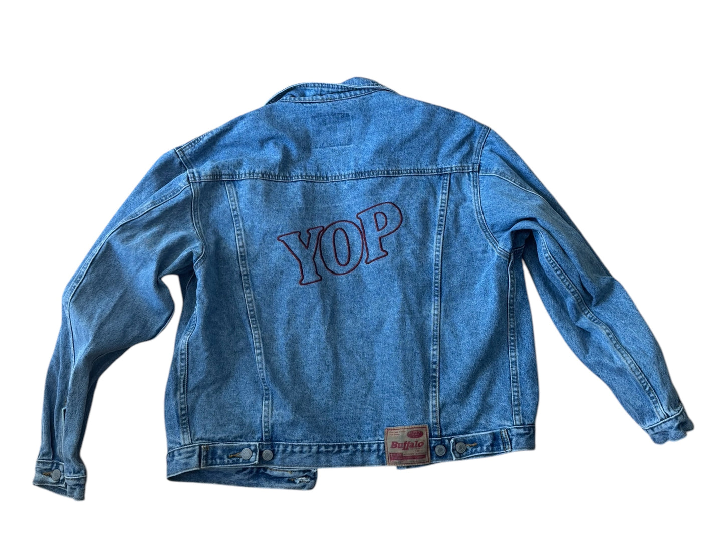 VTG Buffalo Jean Jacket 100% Cotton Rare Embroidery “YOP” Size: M