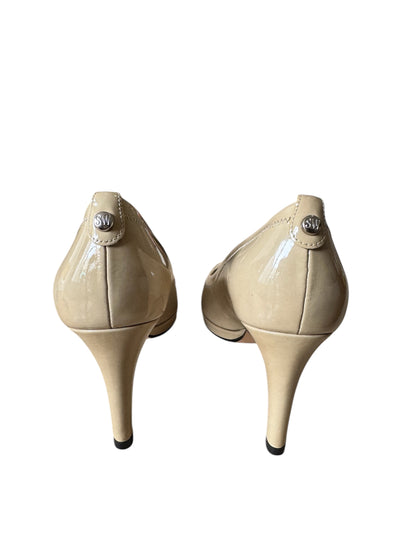 Stuart Weitzman Avignon Adobe Aniline Peep Toe Heels Leather US 7