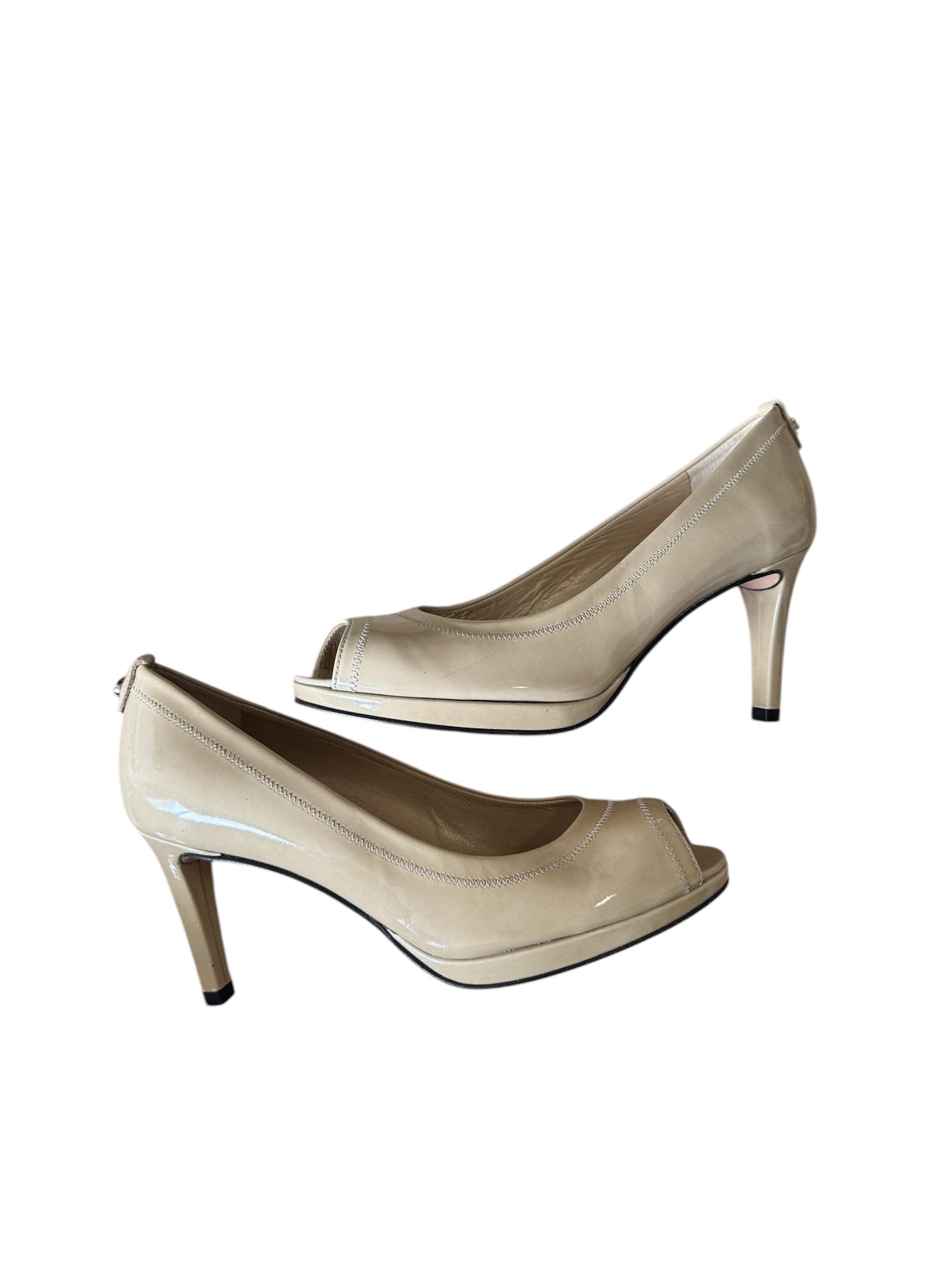 Stuart Weitzman Avignon Adobe Aniline Peep Toe Heels Leather US 7