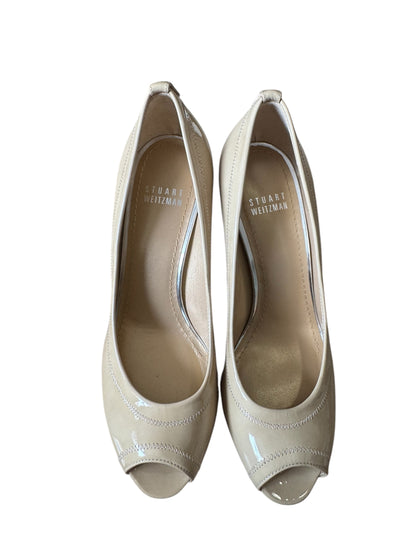 Stuart Weitzman Avignon Adobe Aniline Peep Toe Heels Leather US 7