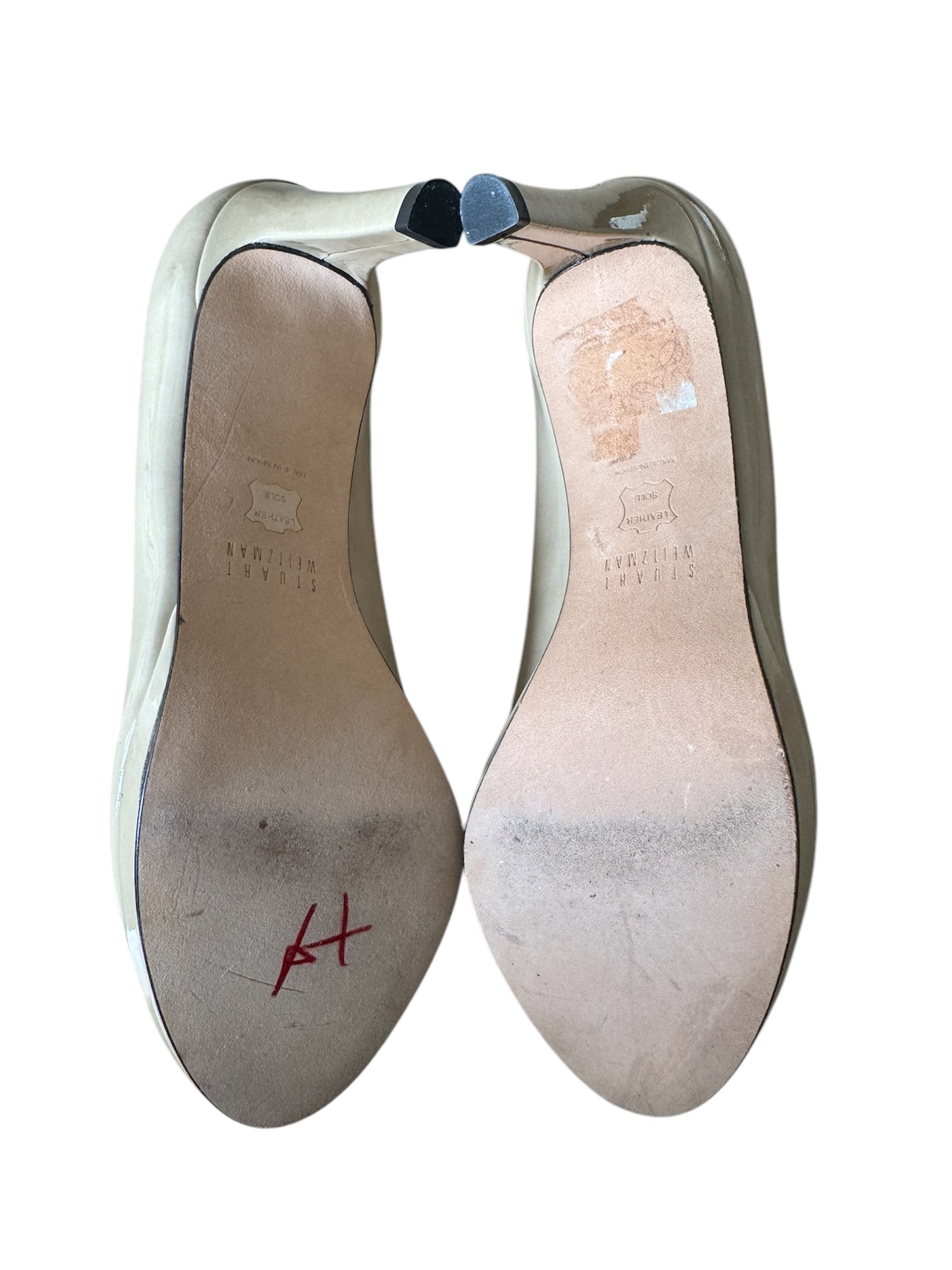 Stuart Weitzman Avignon Adobe Aniline Peep Toe Heels Leather US 7