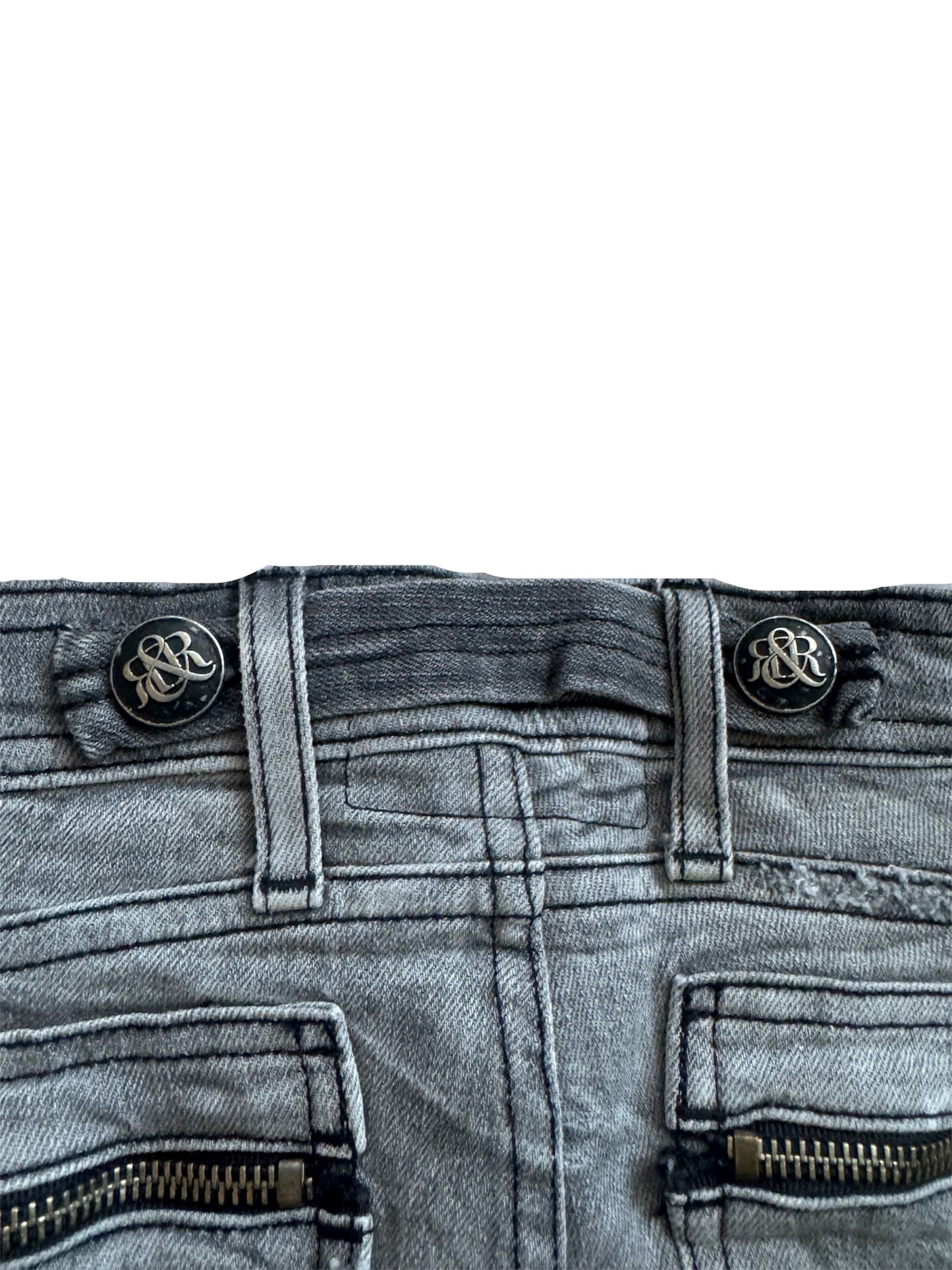Rock & Republic Rowdy B#@!H Low Rise Skinny Gray Women's Jeans Size: 26