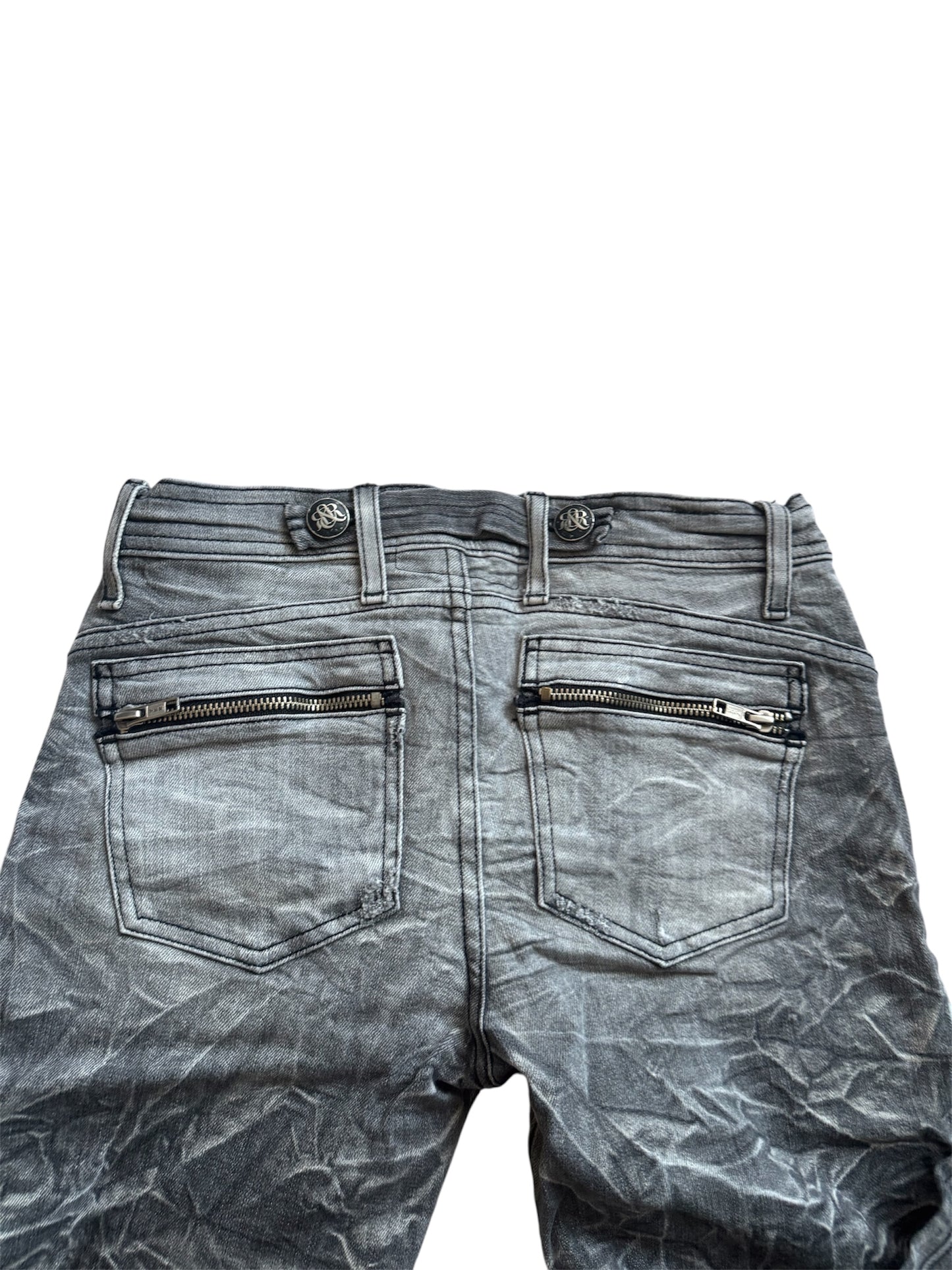 Rock & Republic Rowdy B#@!H Low Rise Skinny Gray Women's Jeans Size: 26