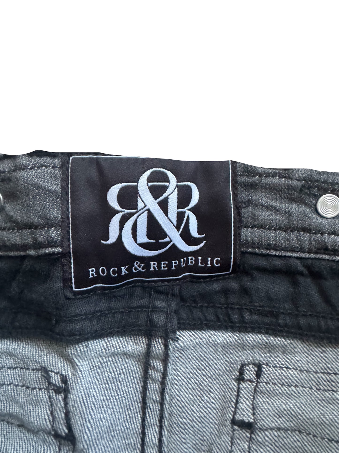 Rock & Republic Rowdy B#@!H Low Rise Skinny Gray Women's Jeans Size: 26