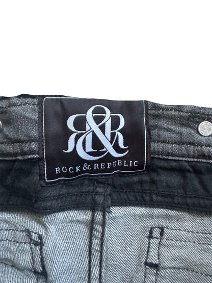 Rock & Republic Rowdy B#@!H Low Rise Skinny Gray Women's Jeans Size: 26