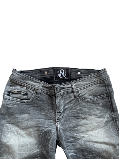 Rock & Republic Rowdy B#@!H Low Rise Skinny Gray Women's Jeans Size: 26